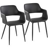 Margarite Dining Accent Chair in Black Metal & Black Leatherette (Set of 2)